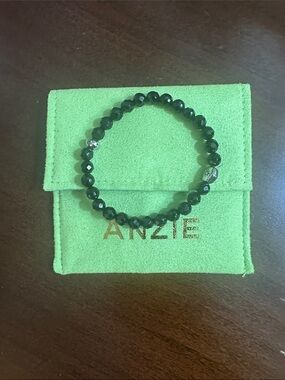 Black Faceted Bead Stretch Bracelet
